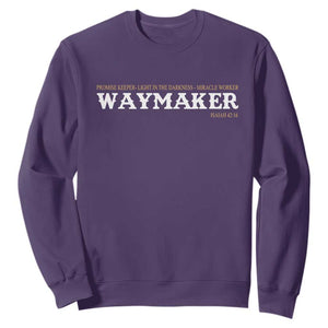 Christian Worship Sweatshirt Isaiah 42:16 Waymaker Promise Keeper Miracle Worker TS10 Purple Print Your Wear