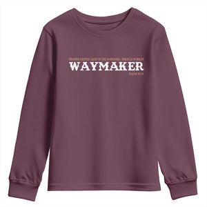Christian Worship Youth Sweatshirt Isaiah 42:16 Waymaker Promise Keeper Miracle Worker TS10 Maroon Print Your Wear