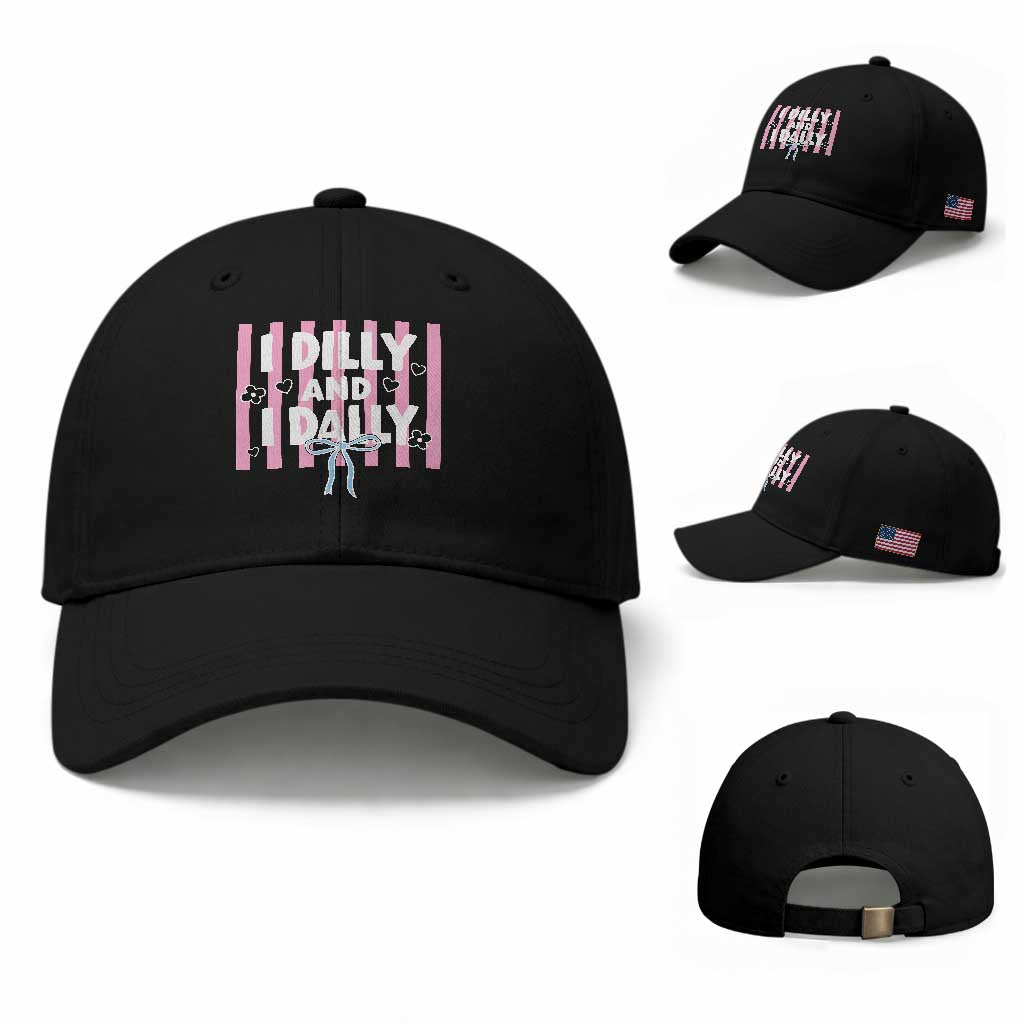 Dilly Dally Baseball Cap Trendy Viral Funny Girly TS10 Baseball Cap Universal Fit Black Print Your Wear