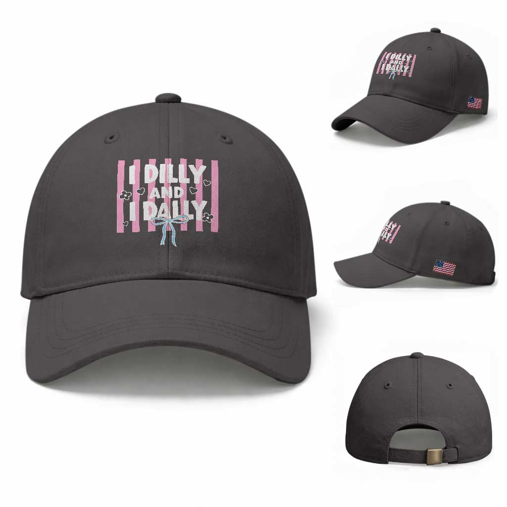 Dilly Dally Baseball Cap Trendy Viral Funny Girly TS10 Baseball Cap Universal Fit Dark Gray Print Your Wear