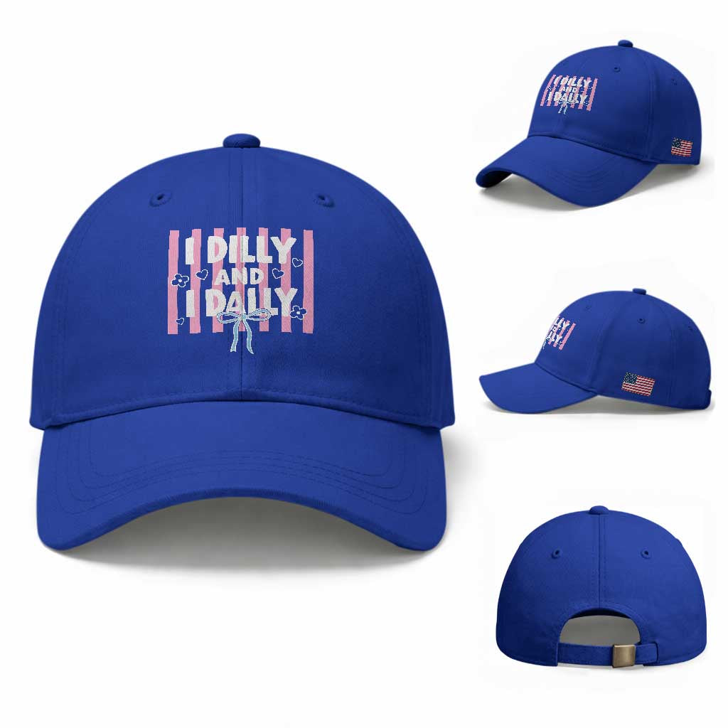 Dilly Dally Baseball Cap Trendy Viral Funny Girly TS10 Baseball Cap Universal Fit Royal Blue Print Your Wear