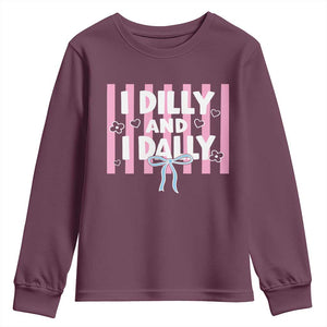 Dilly Dally Youth Sweatshirt Trendy Viral Funny Girly TS10 Maroon Print Your Wear