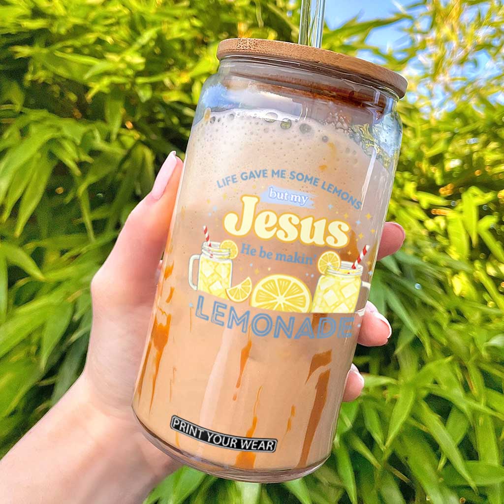 Life Gave Me Some Lemons Glass Can Funny Lemonade Jesus Christian TS10 White Print Your Wear