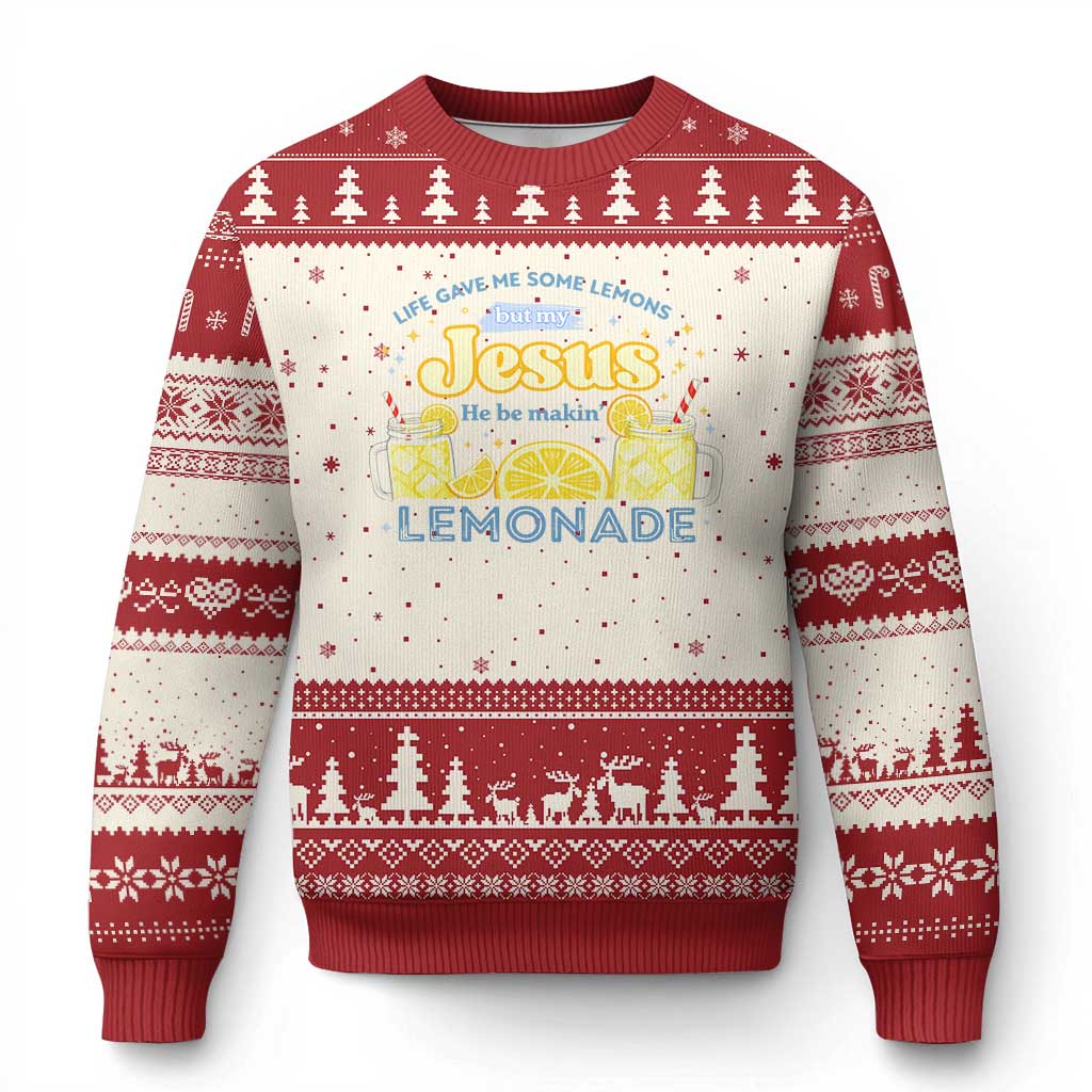 Life Gave Me Some Lemons Ugly Christmas Sweater Funny Lemonade Jesus Christian TS10 Beige Red Print Your Wear