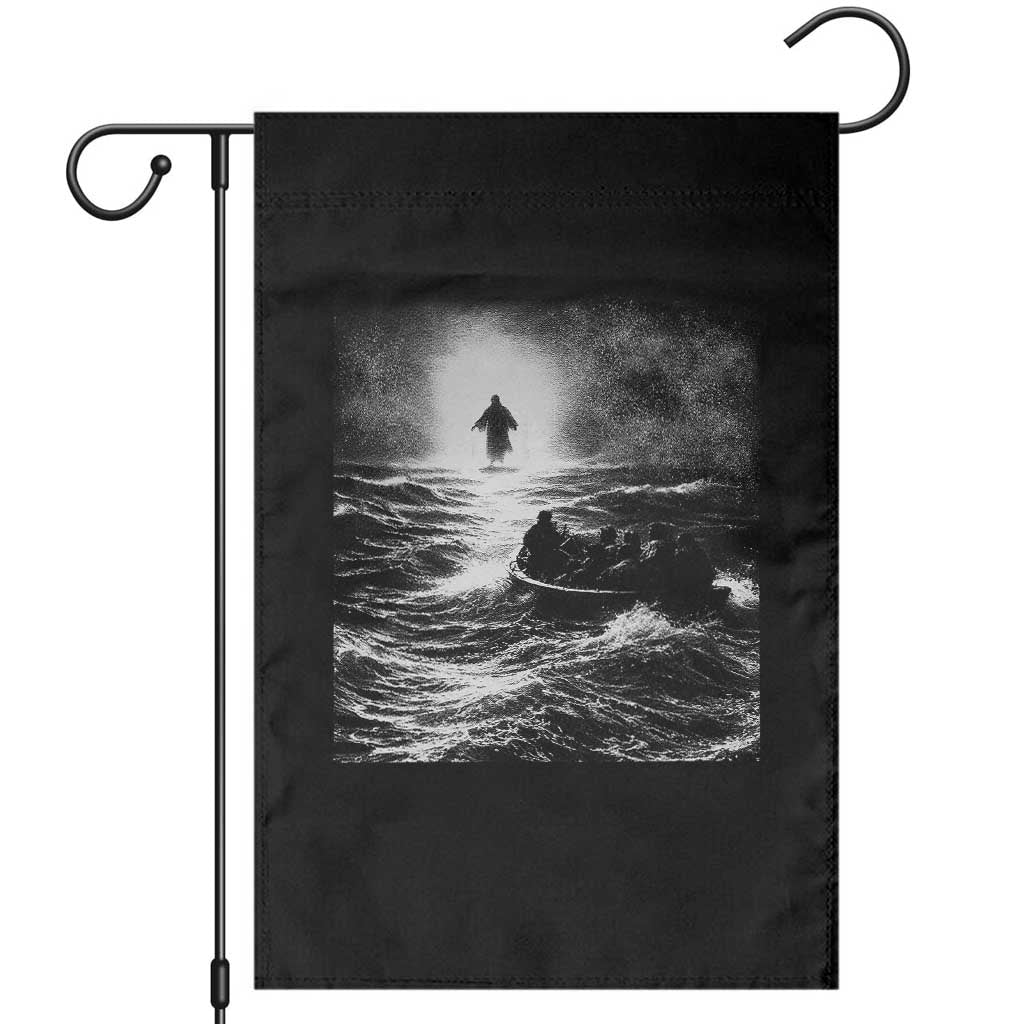 Christian Faith Garden Flag Walk On Water Distressed Bible Verse TS10 Black Print Your Wear