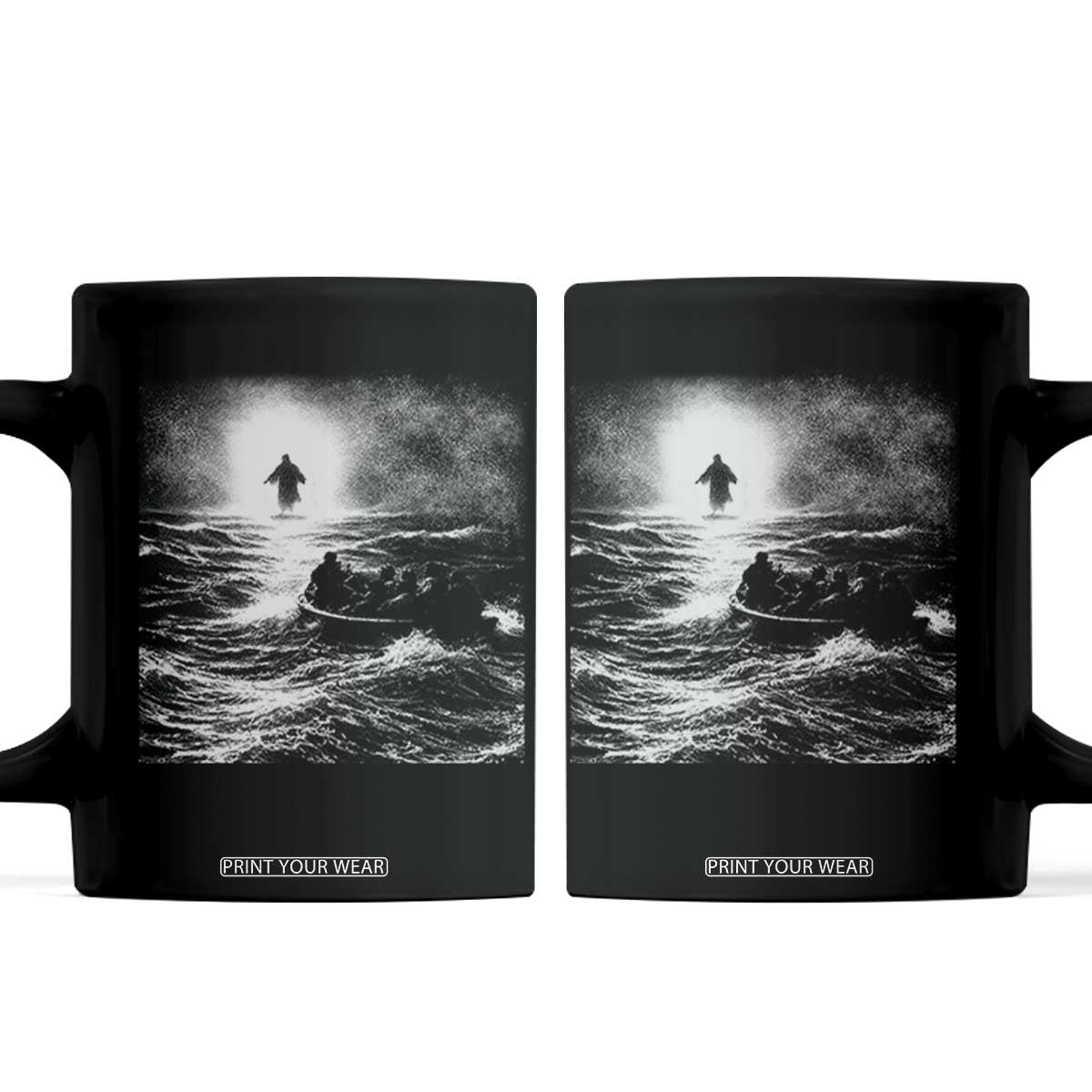 Christian Faith Coffee Mug Walk On Water Distressed Bible Verse TS10 Black Print Your Wear
