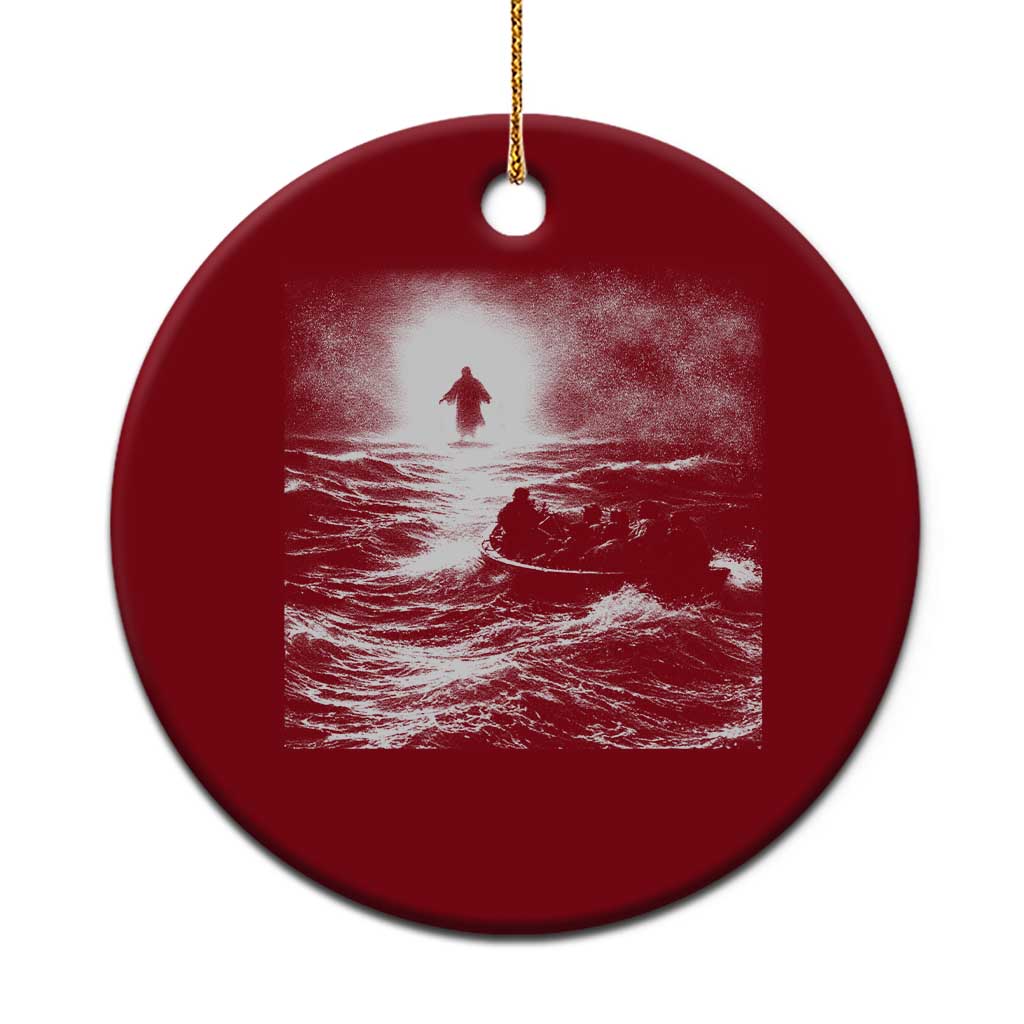 Christian Faith Ceramic Ornament Walk On Water Distressed Bible Verse TS10 1pc Red Print Your Wear