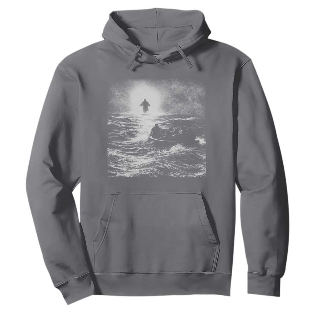 Christian Faith Hoodie Walk On Water Distressed Bible Verse TS10 Charcoal Print Your Wear