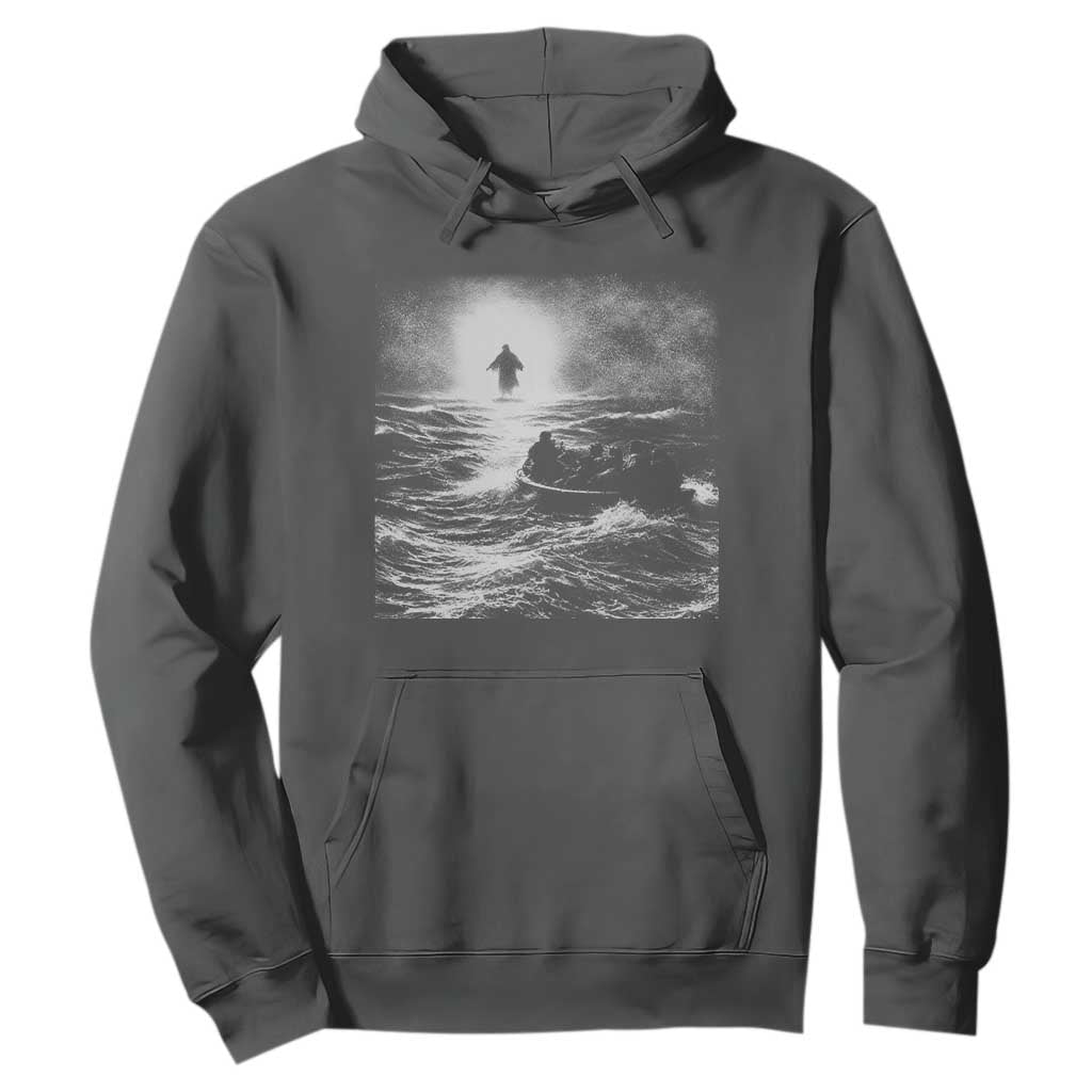 Christian Faith Hoodie Walk On Water Distressed Bible Verse TS10 Dark Heather Print Your Wear