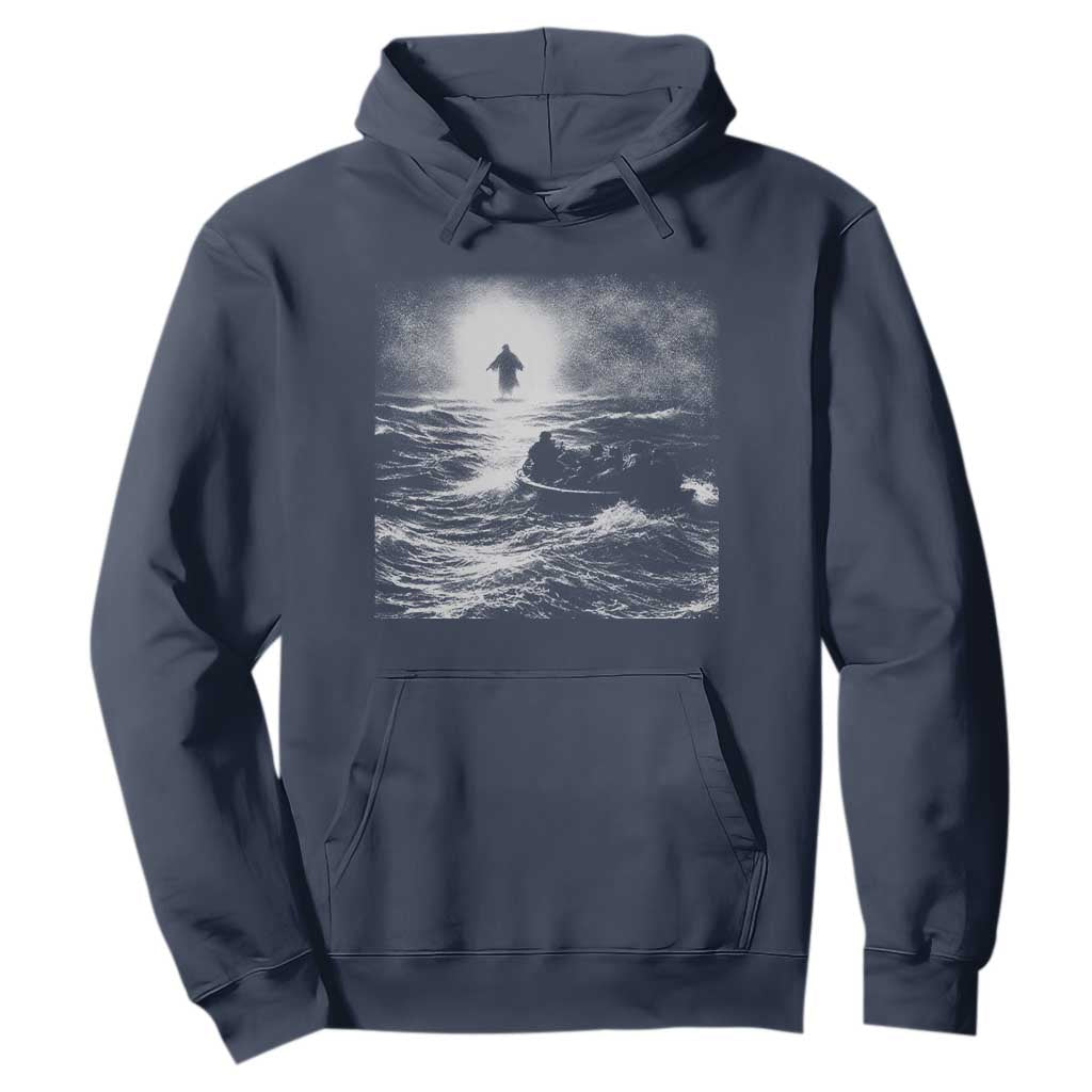 Christian Faith Hoodie Walk On Water Distressed Bible Verse TS10 Navy Print Your Wear
