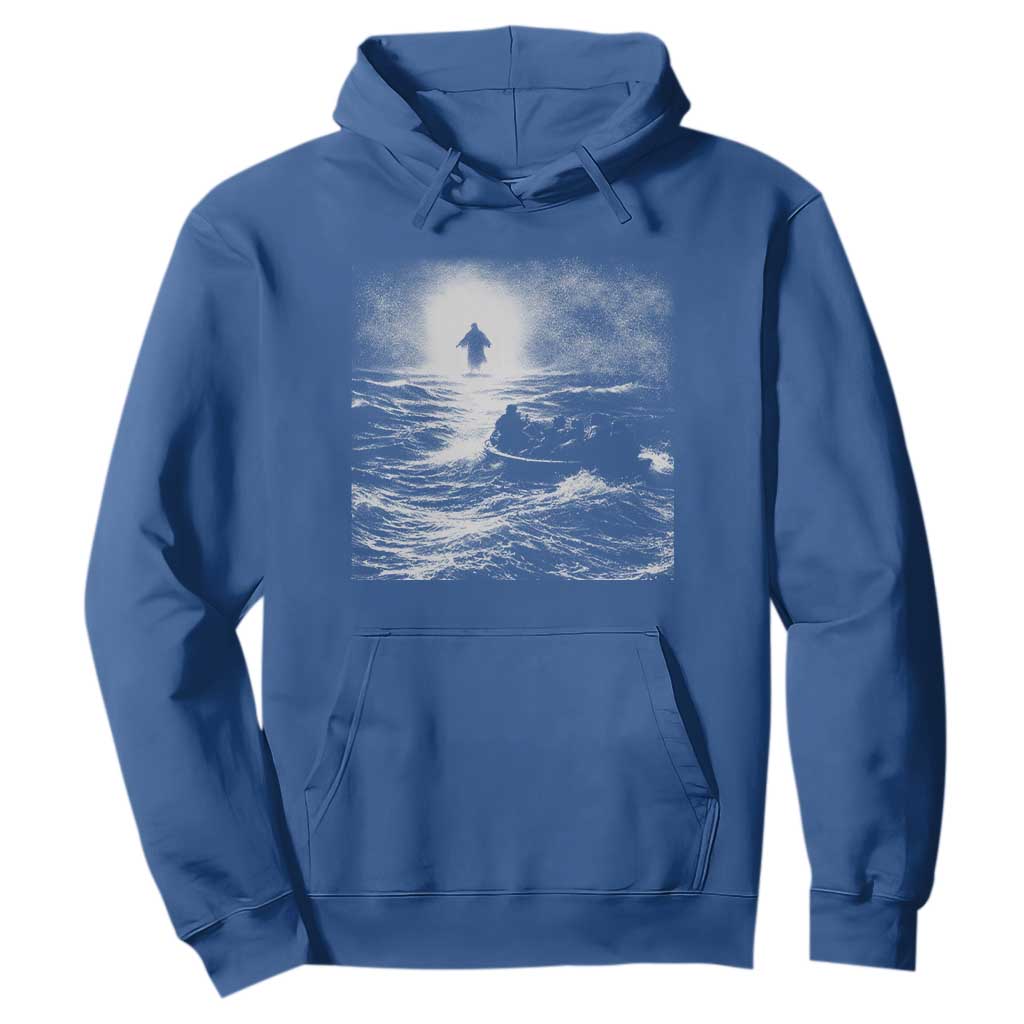 Christian Faith Hoodie Walk On Water Distressed Bible Verse TS10 Royal Blue Print Your Wear