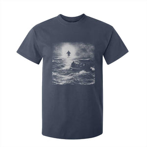 Christian Faith T Shirt For Kid Walk On Water Distressed Bible Verse TS10 Navy Print Your Wear