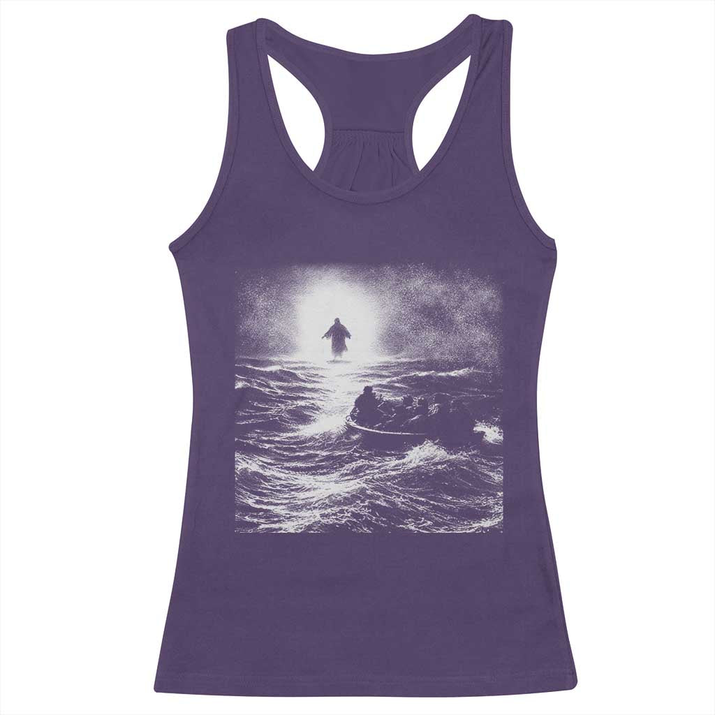Christian Faith Racerback Tank Top Walk On Water Distressed Bible Verse TS10 Purple Print Your Wear