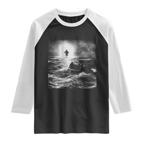 Christian Faith Raglan Shirt Walk On Water Distressed Bible Verse TS10 Black White Print Your Wear