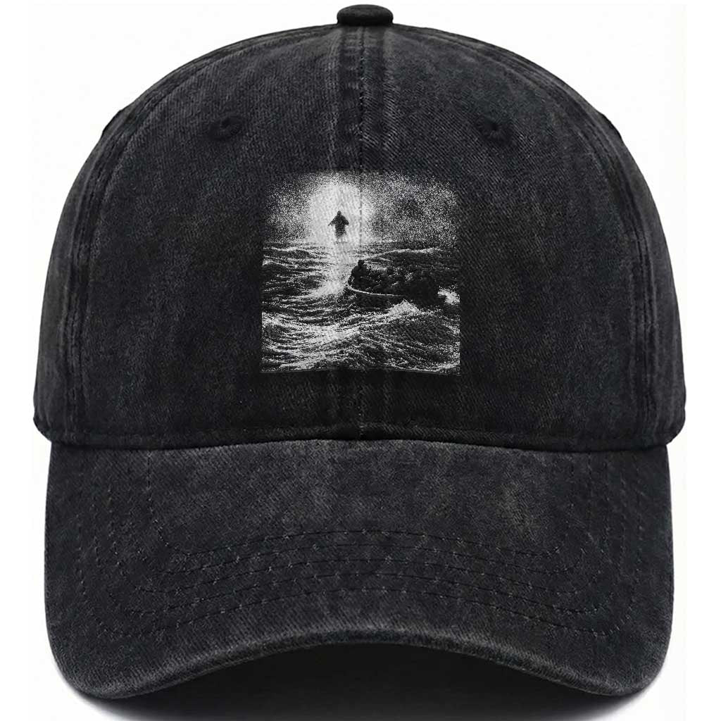 Christian Faith Washed Cotton Baseball Cap Walk On Water Distressed Bible Verse TS10 Print Your Wear