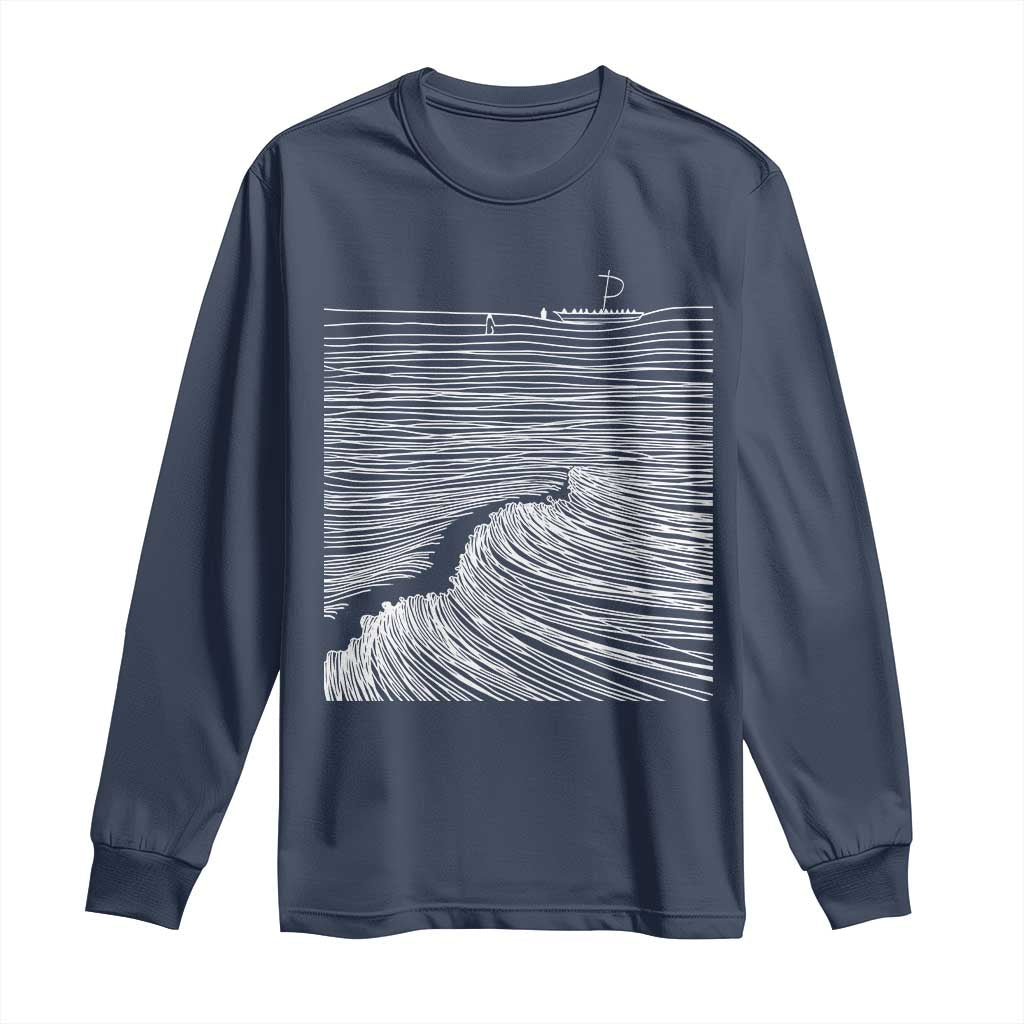 Christian Faith Long Sleeve Shirt Walk On Water Boho Bible Verse TS10 Navy Print Your Wear