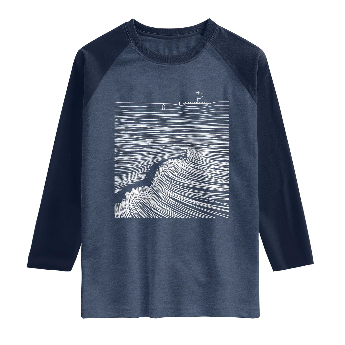 Christian Faith Raglan Shirt Walk On Water Boho Bible Verse TS10 Heather Denim Navy Print Your Wear