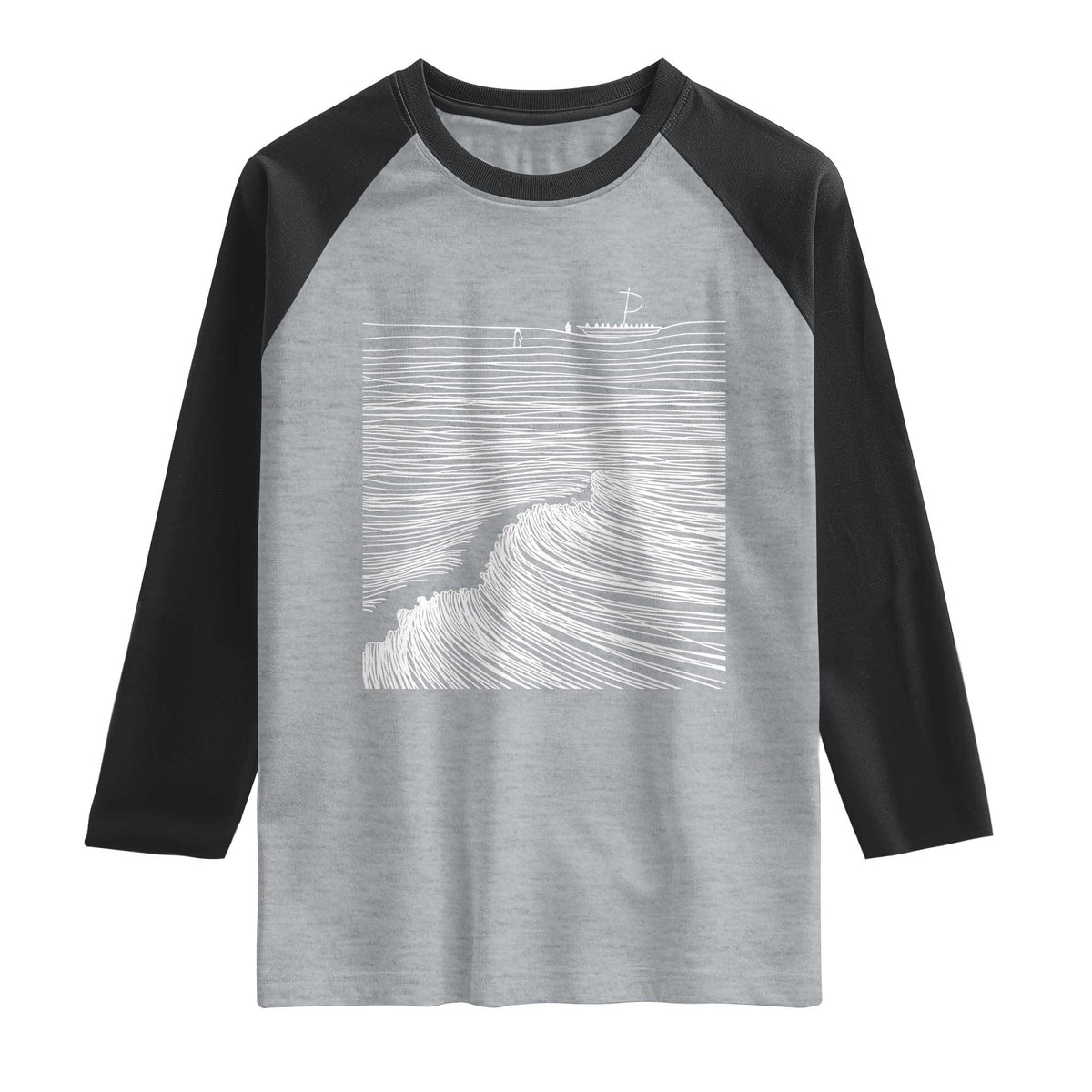 Christian Faith Raglan Shirt Walk On Water Boho Bible Verse TS10 Heather Gray Black Print Your Wear