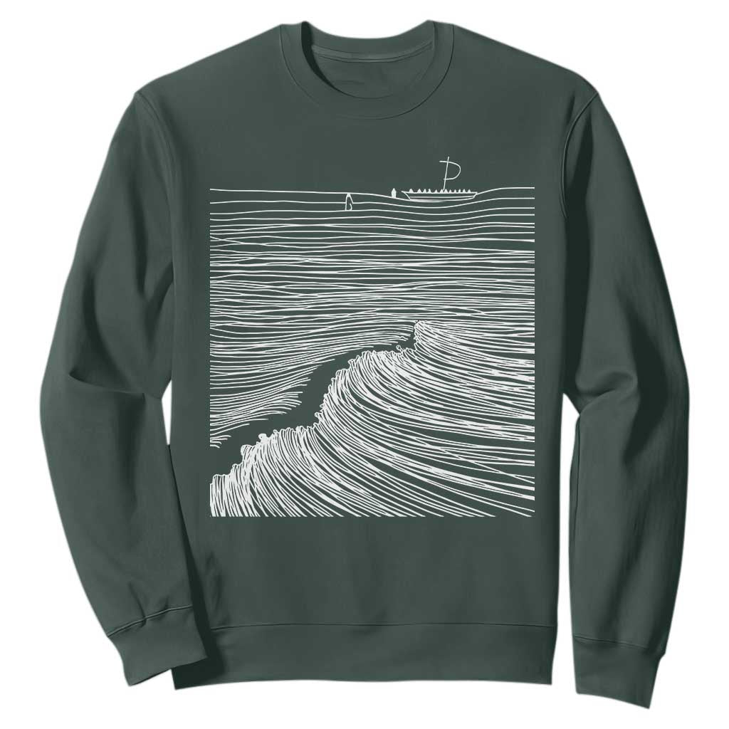 Christian Faith Sweatshirt Walk On Water Boho Bible Verse TS10 Dark Forest Green Print Your Wear