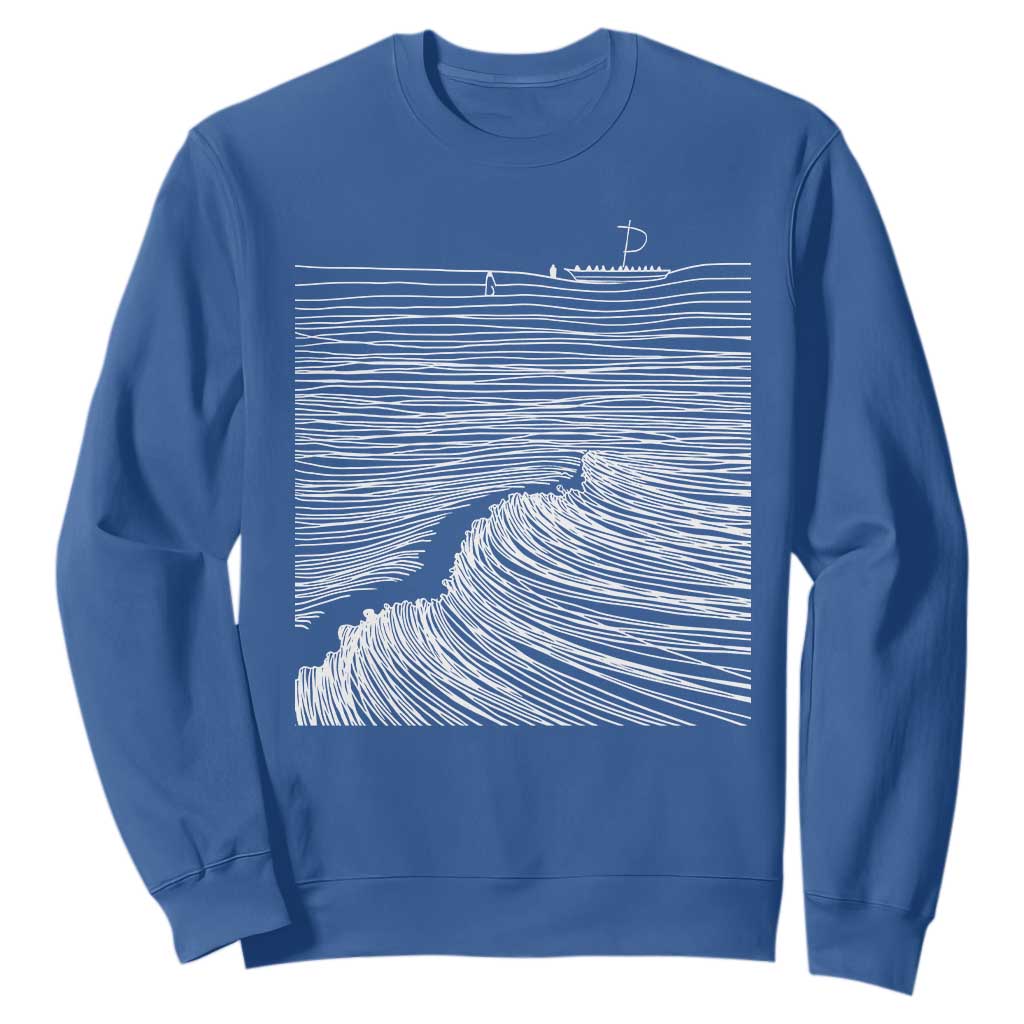 Christian Faith Sweatshirt Walk On Water Boho Bible Verse TS10 Royal Blue Print Your Wear