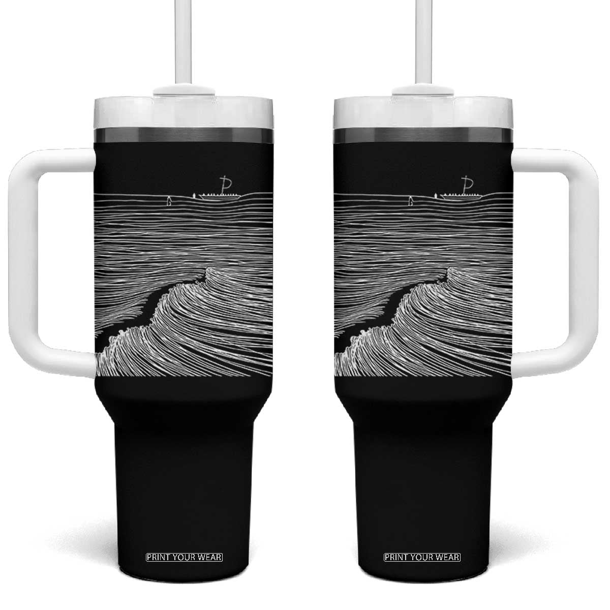 Christian Faith Tumbler With Handle Walk On Water Boho Bible Verse TS10 One Size: 40 oz Black Print Your Wear
