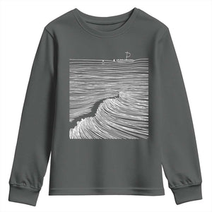 Christian Faith Youth Sweatshirt Walk On Water Boho Bible Verse TS10 Dark Heather Print Your Wear