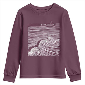 Christian Faith Youth Sweatshirt Walk On Water Boho Bible Verse TS10 Maroon Print Your Wear