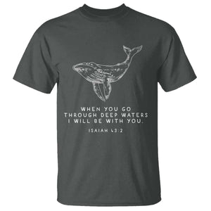 Christian Whale Shark T Shirt Isaiah 43 2 Bible Verse Faith Based TS10 Dark Heather Print Your Wear