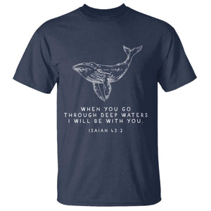 Christian Whale Shark T Shirt Isaiah 43 2 Bible Verse Faith Based TS10 Navy Print Your Wear