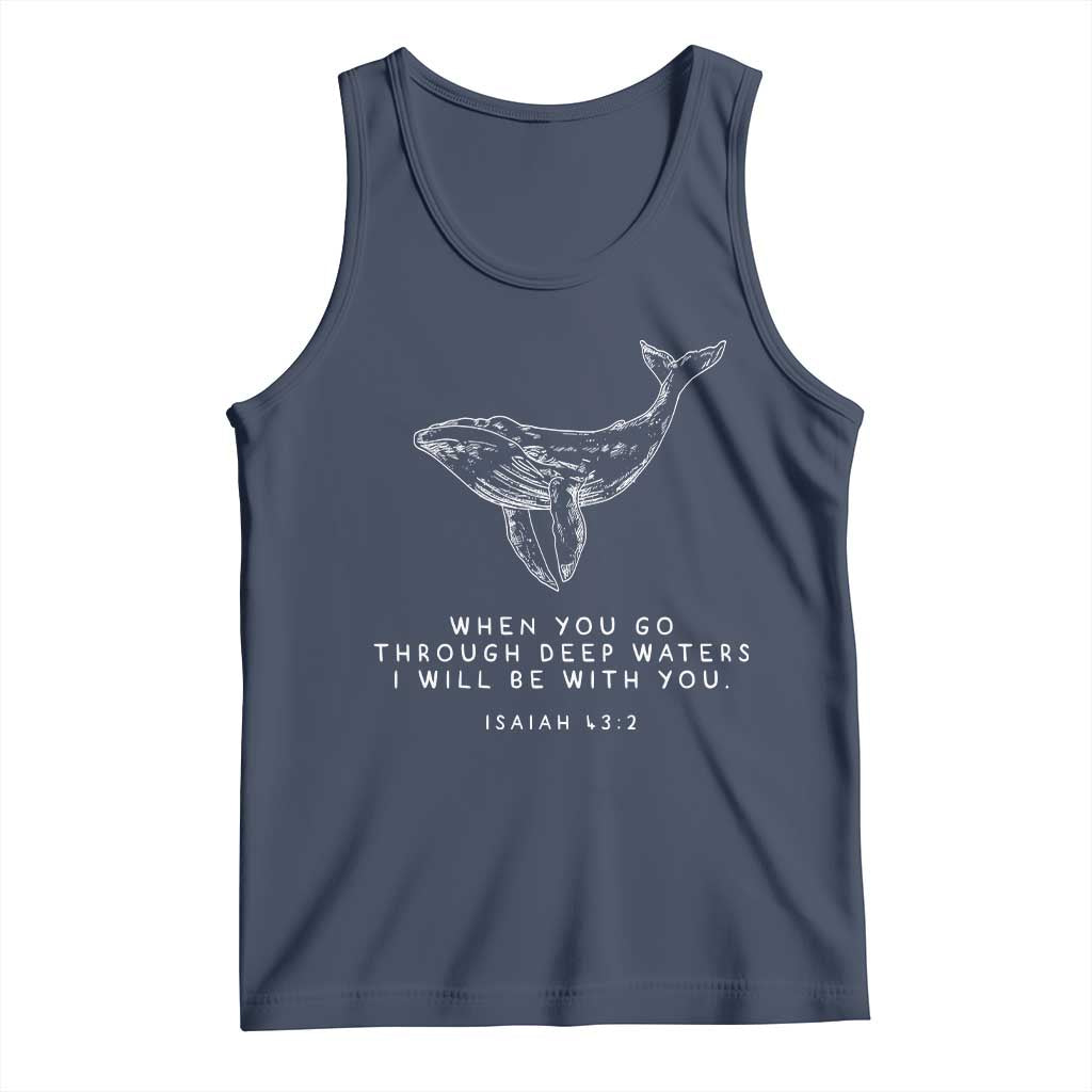 Christian Whale Shark Tank Top Isaiah 43 2 Bible Verse Faith Based TS10 Navy Print Your Wear