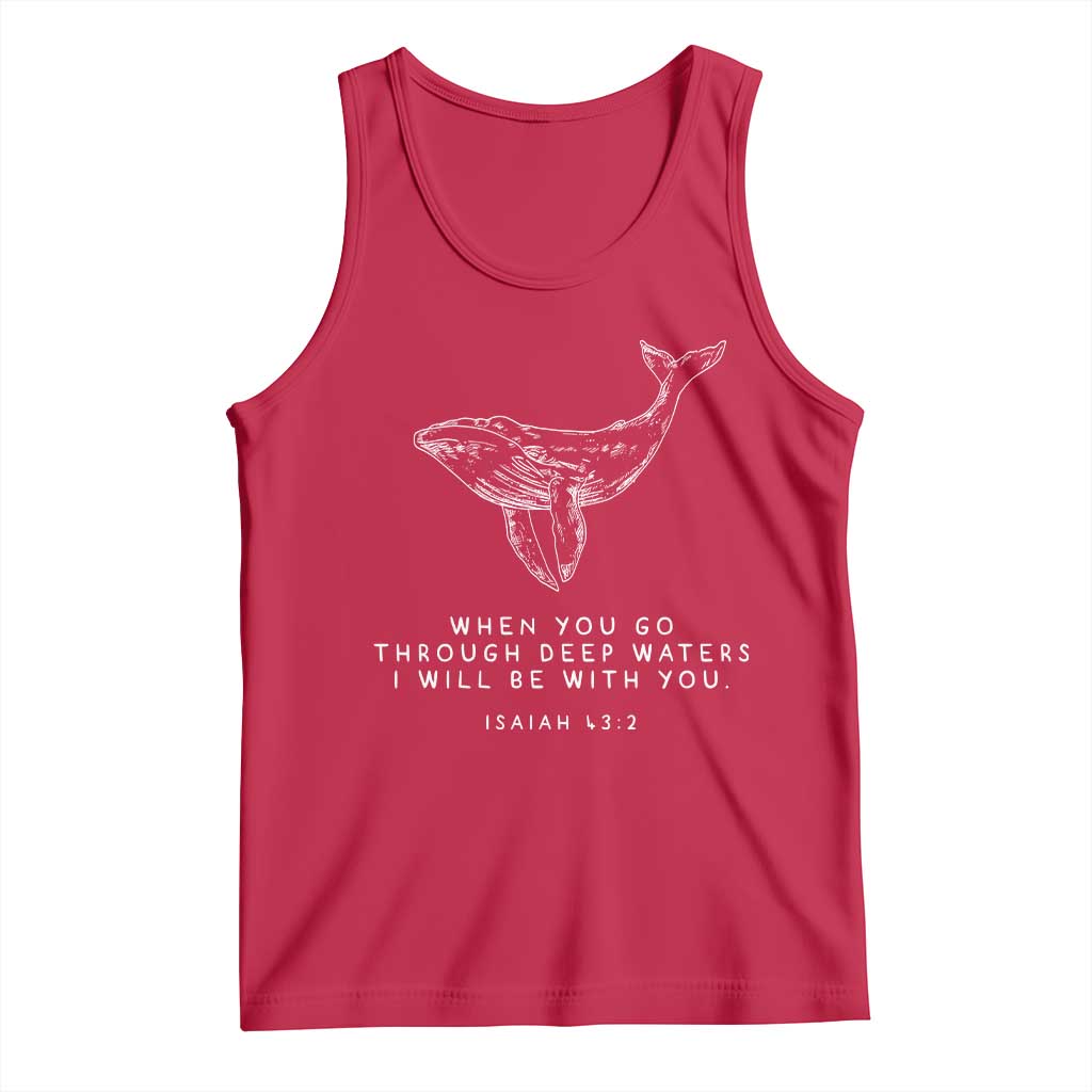 Christian Whale Shark Tank Top Isaiah 43 2 Bible Verse Faith Based TS10 Red Print Your Wear