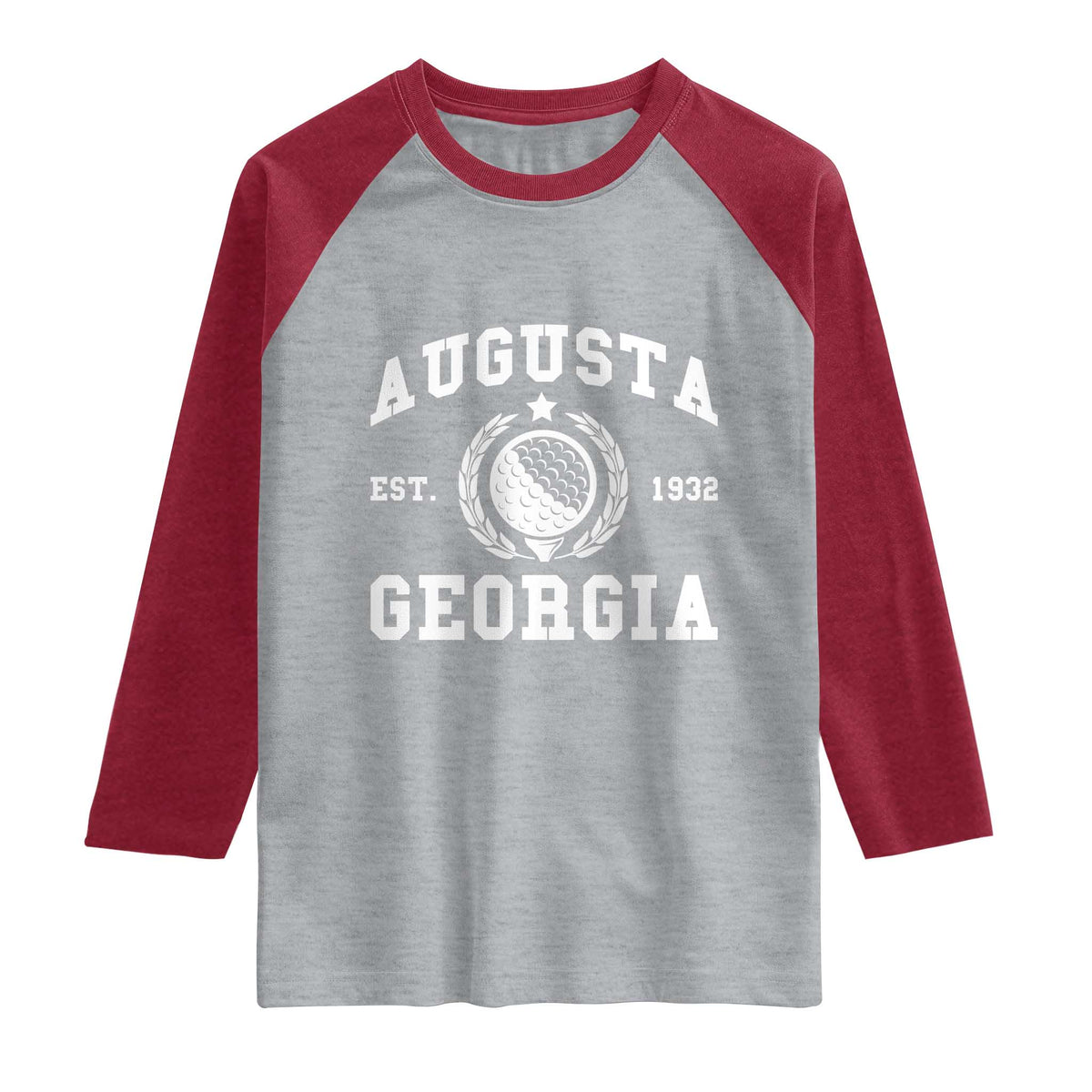 Generic Augusta Georgia Raglan Shirt Vintage Style Golf Pullover Golf Lover Gift TS10 Heather Gray Heather Red Print Your Wear