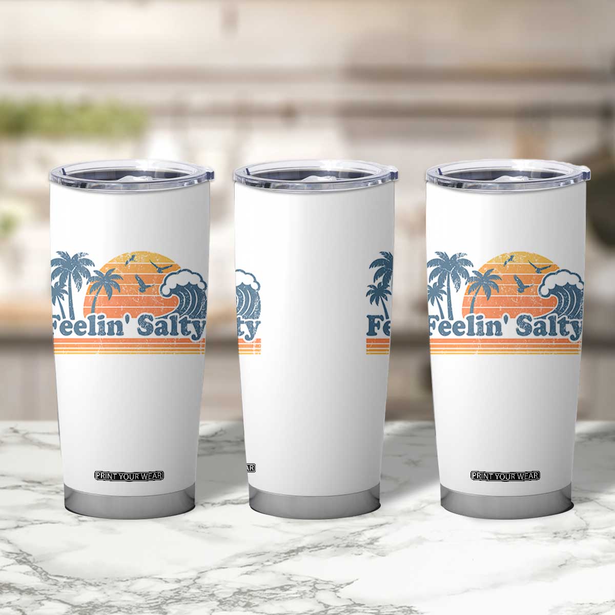 Funny Feelin Salty Tumbler Cup Retro Beach Summer Vacation TS10 Print Your Wear