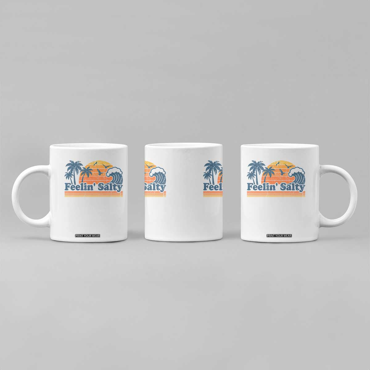 Funny Feelin Salty Coffee Mug Retro Beach Summer Vacation TS10 Print Your Wear