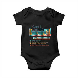 Can I Lick It Periodic Table Baby Onesie Funny Chemistry Science Teacher Student TS10 Black Print Your Wear