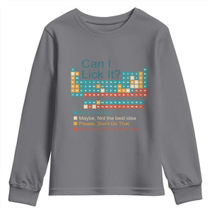 Can I Lick It Periodic Table Youth Sweatshirt Funny Chemistry Science Teacher Student TS10 Charcoal Print Your Wear