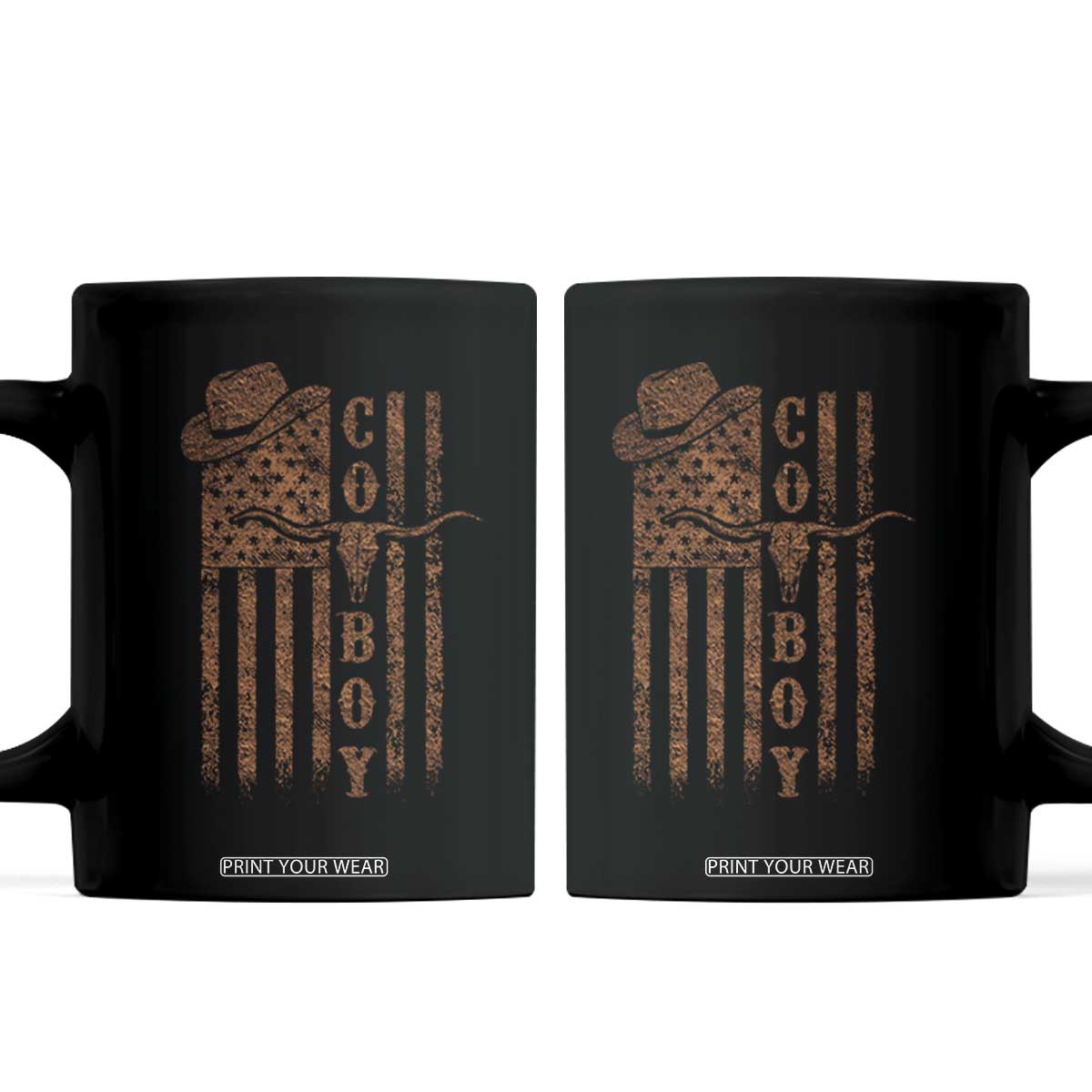 Retro Cowboy Coffee Mug USA Flag Texas Western Country Rodeo Southern TS10 Black Print Your Wear