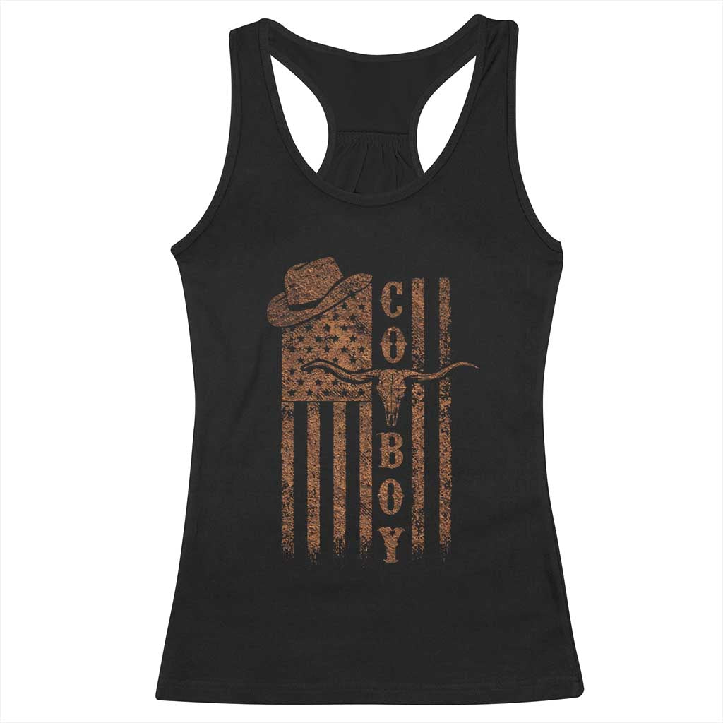 Retro Cowboy Racerback Tank Top USA Flag Texas Western Country Rodeo Southern TS10 Black Print Your Wear