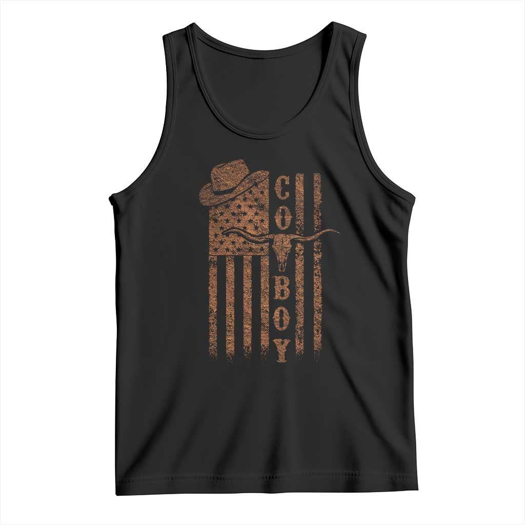 Retro Cowboy Tank Top USA Flag Texas Western Country Rodeo Southern TS10 Black Print Your Wear