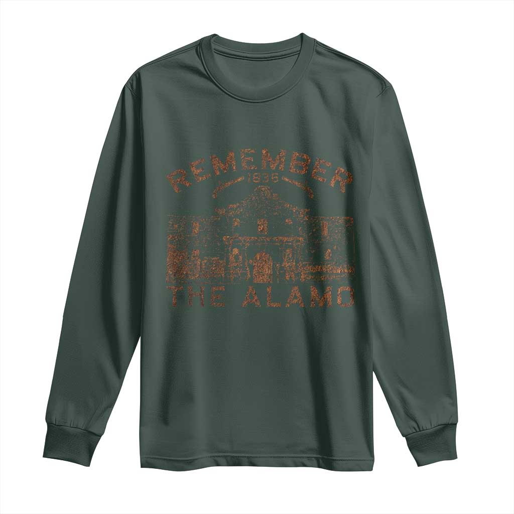 Remember The Alamo Long Sleeve Shirt Texas Souvenir History San Antonio Pride TS10 Dark Forest Green Print Your Wear