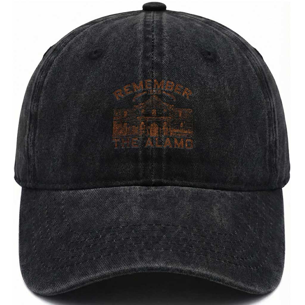 Remember The Alamo Washed Cotton Baseball Cap Texas Souvenir History San Antonio Pride TS10 Washed Cap Universal Fit Black Print Your Wear