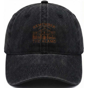 Remember The Alamo Washed Cotton Baseball Cap Texas Souvenir History San Antonio Pride TS10 Washed Cap Universal Fit Black Print Your Wear
