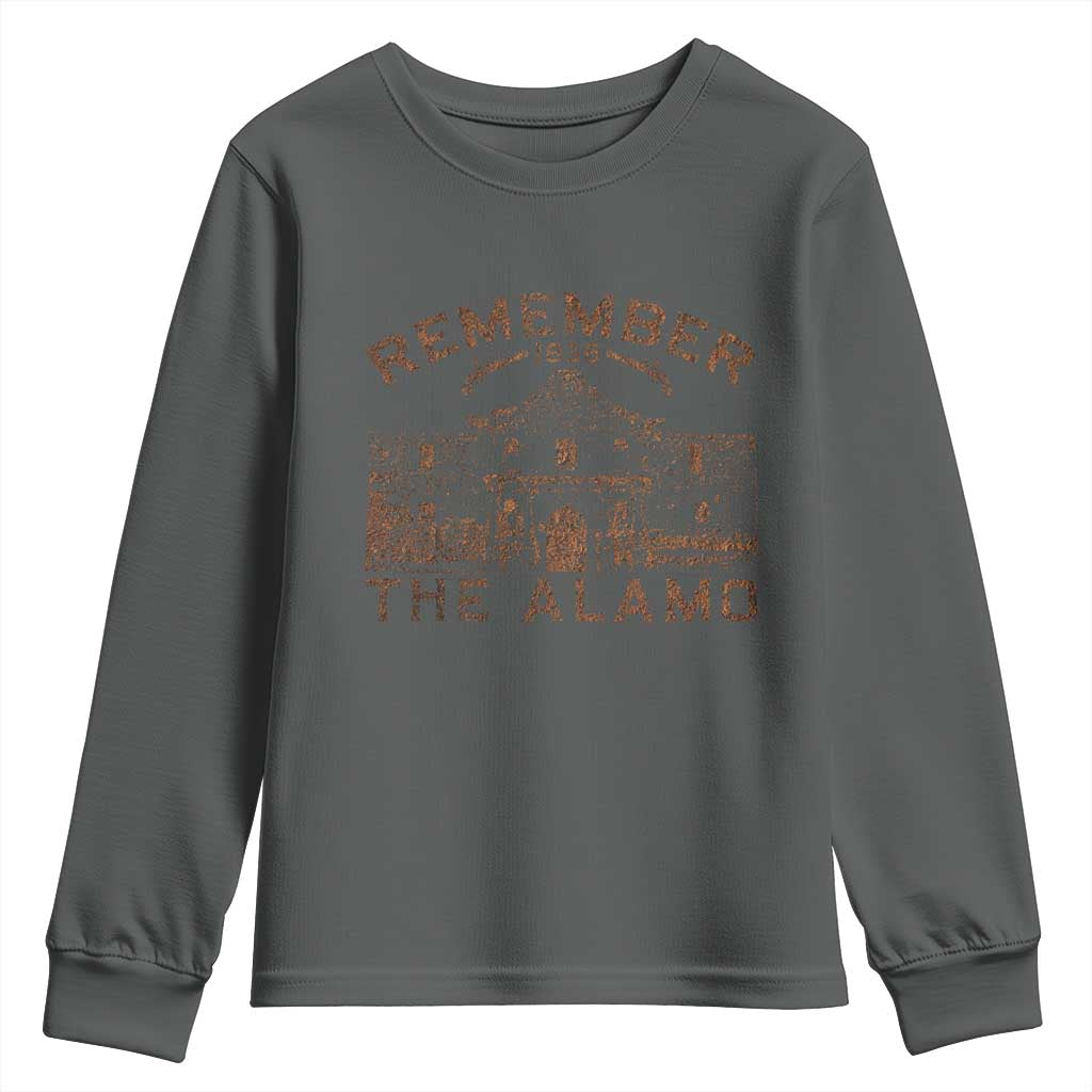 Remember The Alamo Youth Sweatshirt Texas Souvenir History San Antonio Pride TS10 Dark Heather Print Your Wear