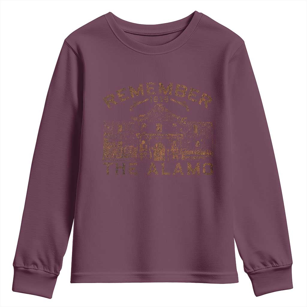 Remember The Alamo Youth Sweatshirt Texas Souvenir History San Antonio Pride TS10 Maroon Print Your Wear