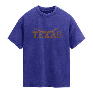 Texas Cowboys Washed Cotton T-Shirt Retro Western American