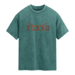Texas Cowboys Washed Cotton T-Shirt Retro Western American