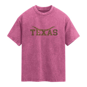 Texas Cowboys Washed Cotton T-Shirt Retro Western American