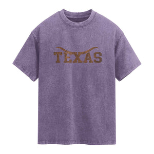 Texas Cowboys Washed Cotton T-Shirt Retro Western American