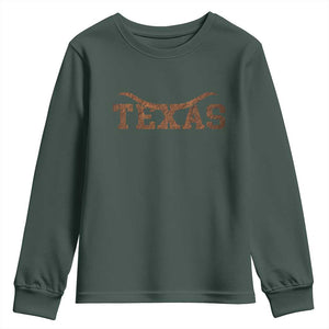 Texas Cowboys Youth Sweatshirt Retro Western American TS10 Dark Forest Green Print Your Wear