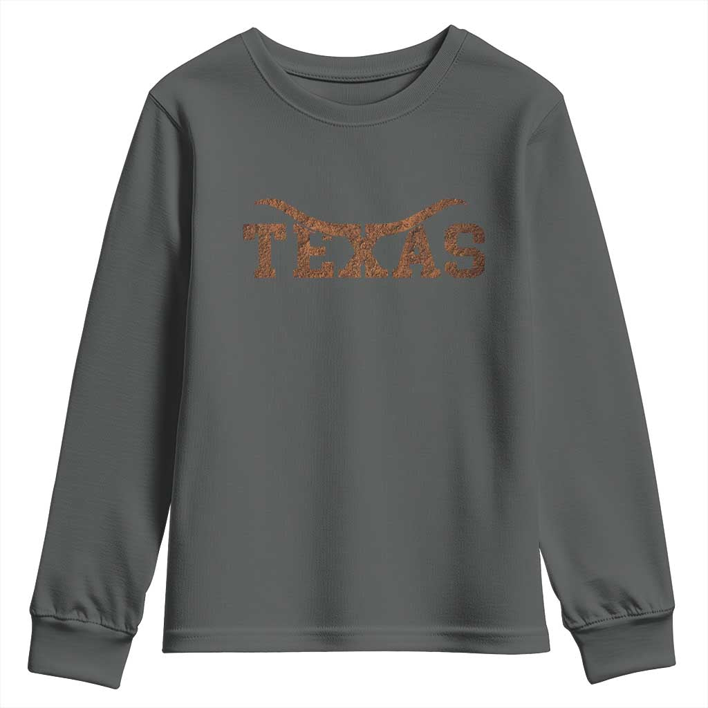Texas Cowboys Youth Sweatshirt Retro Western American TS10 Dark Heather Print Your Wear